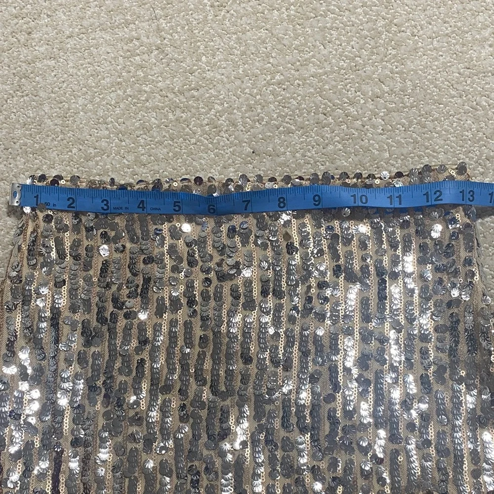 Lulu's Sparkling Sequin Mini Skirt - Silver Size S